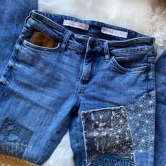 PILCRO AND THE LETTERPRESS WOMENS SUPER CUTE PATCH JEANS SIZE 25 INSEAM 27 - Picture 2 of 13